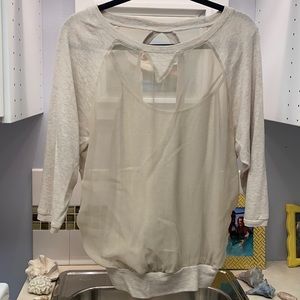 HEATHER beige layered top with open back